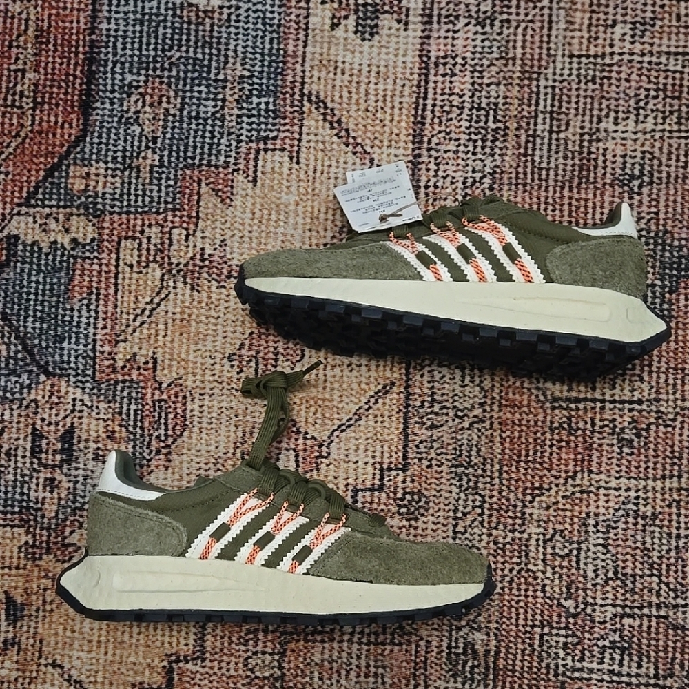 ADIDAS Olive Green Sneakers with Stripes